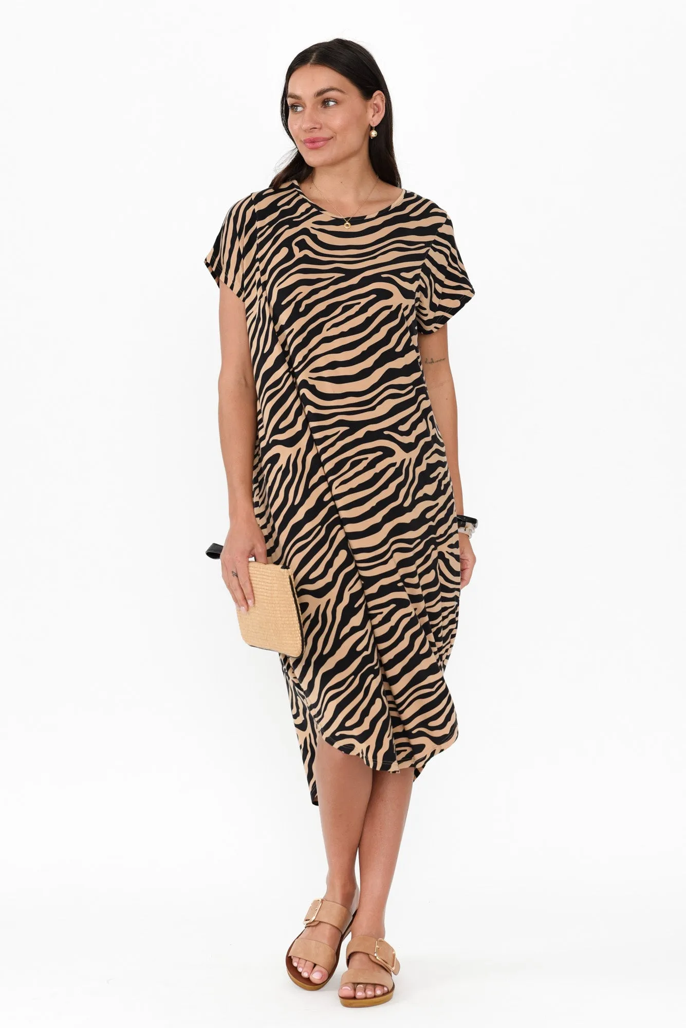 Ivy Tan Zebra Micro Modal Midi Dress