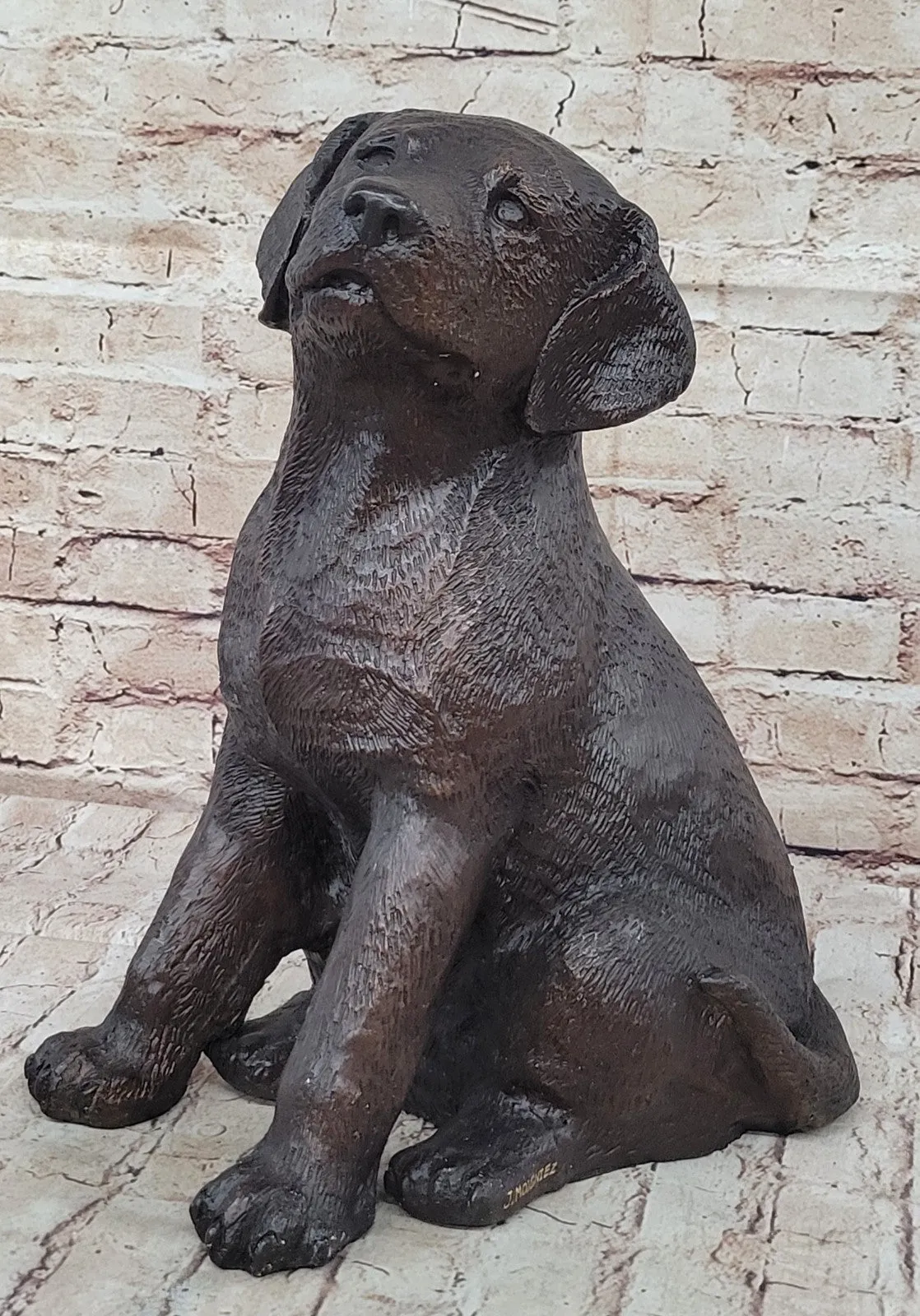 J. Moigniez Bronze Dog Sculpture: Jack Russell Puppy Figurine Home Decor