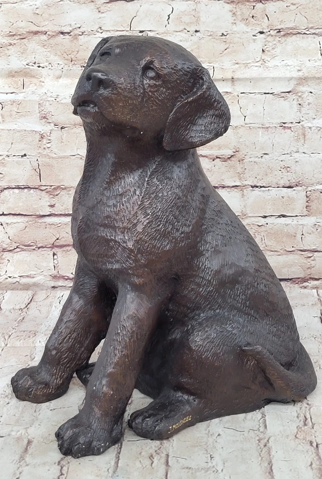 J. Moigniez Bronze Dog Sculpture: Jack Russell Puppy Figurine Home Decor