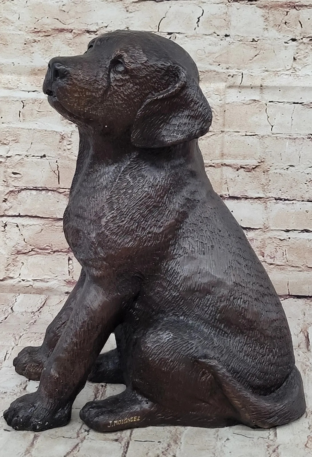 J. Moigniez Bronze Dog Sculpture: Jack Russell Puppy Figurine Home Decor