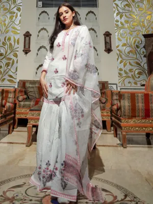 Jashvi White Cotton Kurti Sharara With Kota Dori Dupatta