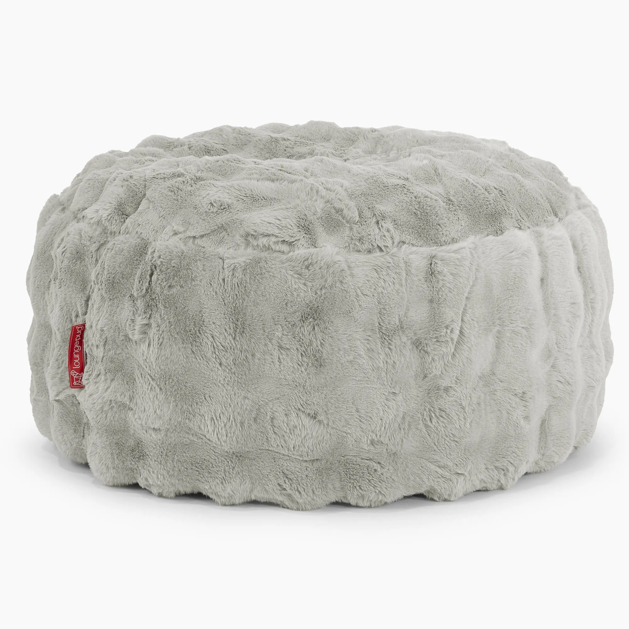 Large Round Pouffe - Bubble Faux Fur Sage Green