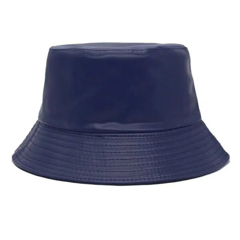 Leather Bucket Hat with Faux Leather