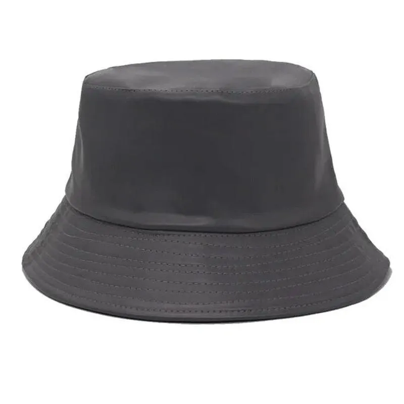 Leather Bucket Hat with Faux Leather