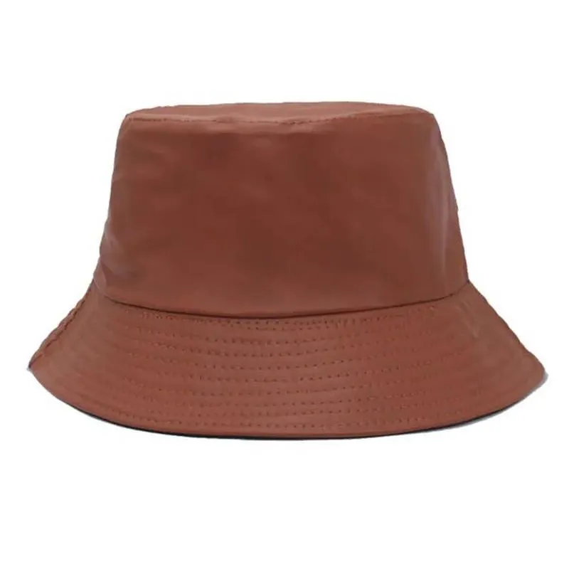 Leather Bucket Hat with Faux Leather