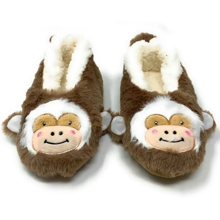 Let's Monkey Around Plush Fuzzy Monkey Footie Slipper Socks *