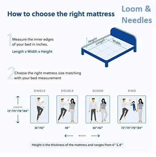 LOOM & NEEDLES Folding & Tri-fold Memory Foam Mattress | Medium Firm | Foldable Bed | Guest beds | Floor Mattress | Travel Mattress | Camp Portable Bed 72x36x4 Inches