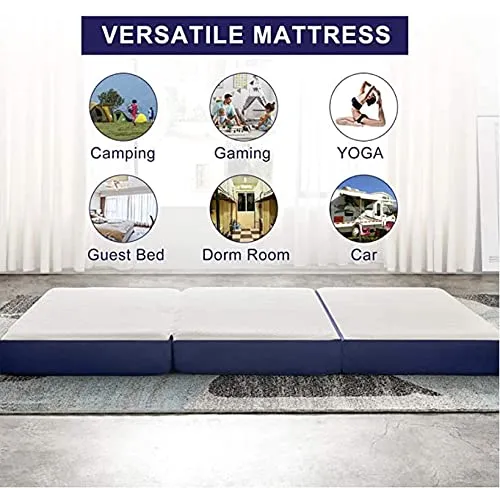 LOOM & NEEDLES Folding & Tri-fold Memory Foam Mattress | Medium Firm | Foldable Bed | Guest beds | Floor Mattress | Travel Mattress | Camp Portable Bed 72x36x4 Inches