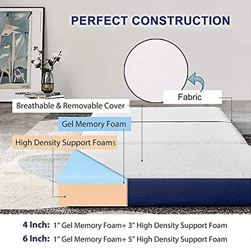 LOOM & NEEDLES Folding & Tri-fold Memory Foam Mattress | Medium Firm | Foldable Bed | Guest beds | Floor Mattress | Travel Mattress | Camp Portable Bed 72x36x4 Inches