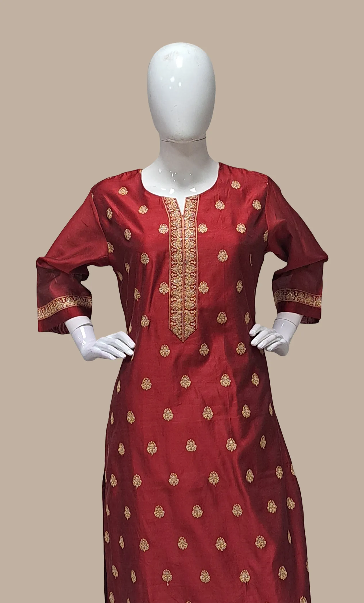 Maroon Embroidered Punjabi