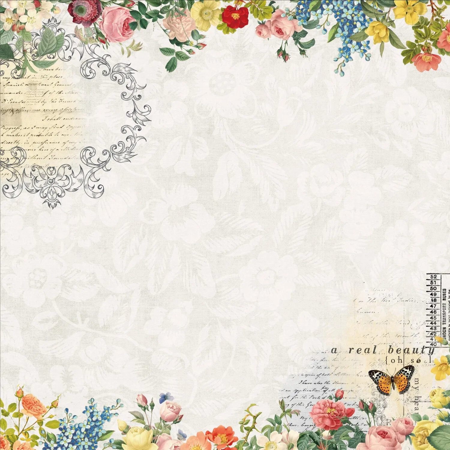 Memory Place  - Asuka Studio  Double-Sided Paper Pack A4 12 pack  Floral Tapestry*