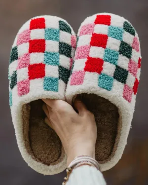 Multicolor Check Slippers