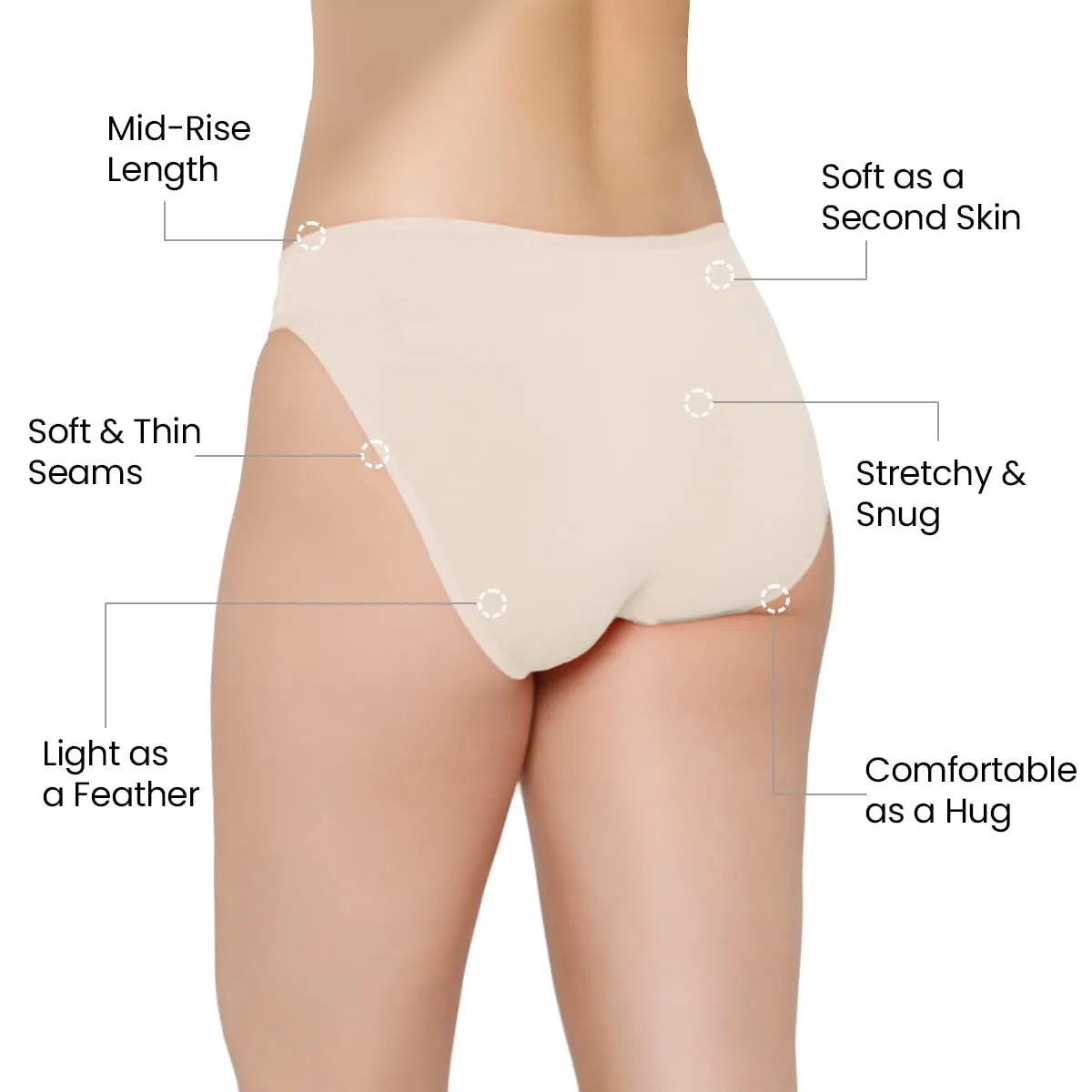 Mush Womens Ultra Soft Bamboo Modal Bikini Brief || Breathable Panties || Anti-Odor, Seamless, Anti Microbial Innerwear (S - Pack of 3, Beige Color)