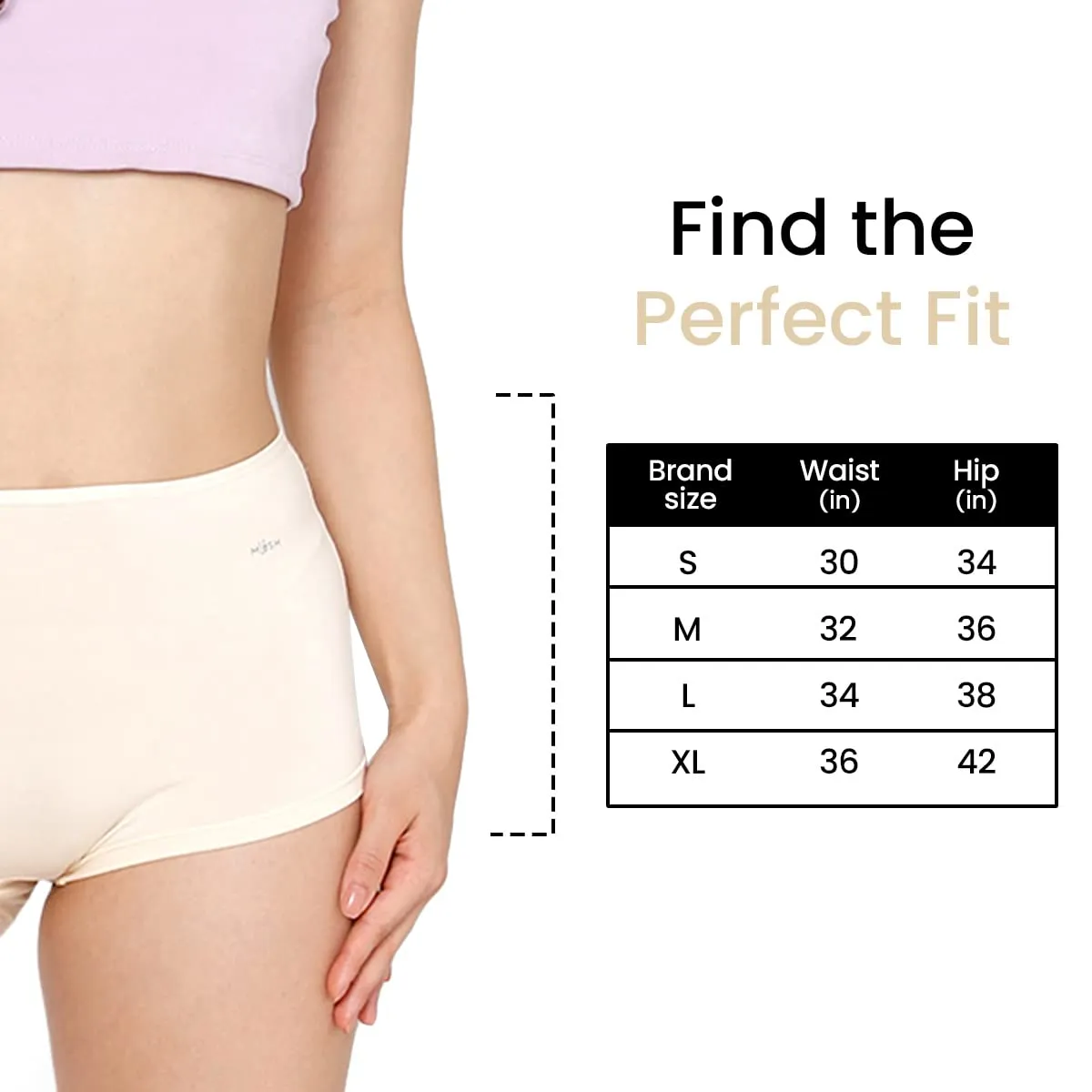 Mush Womens Ultra Soft High Waist Bamboo Modal Boyshorts || Breathable Panties || Anti-Odor, Seamless, Anti Microbial Innerwear (S, Beige)