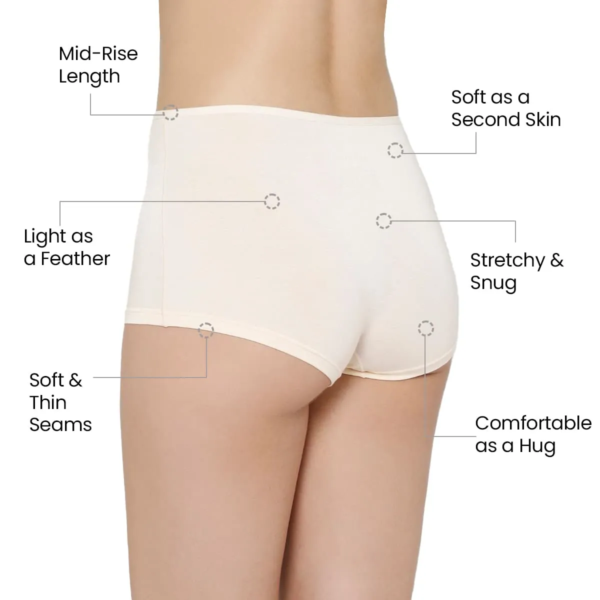 Mush Womens Ultra Soft High Waist Bamboo Modal Boyshorts || Breathable Panties || Anti-Odor, Seamless, Anti Microbial Innerwear (S, Beige)