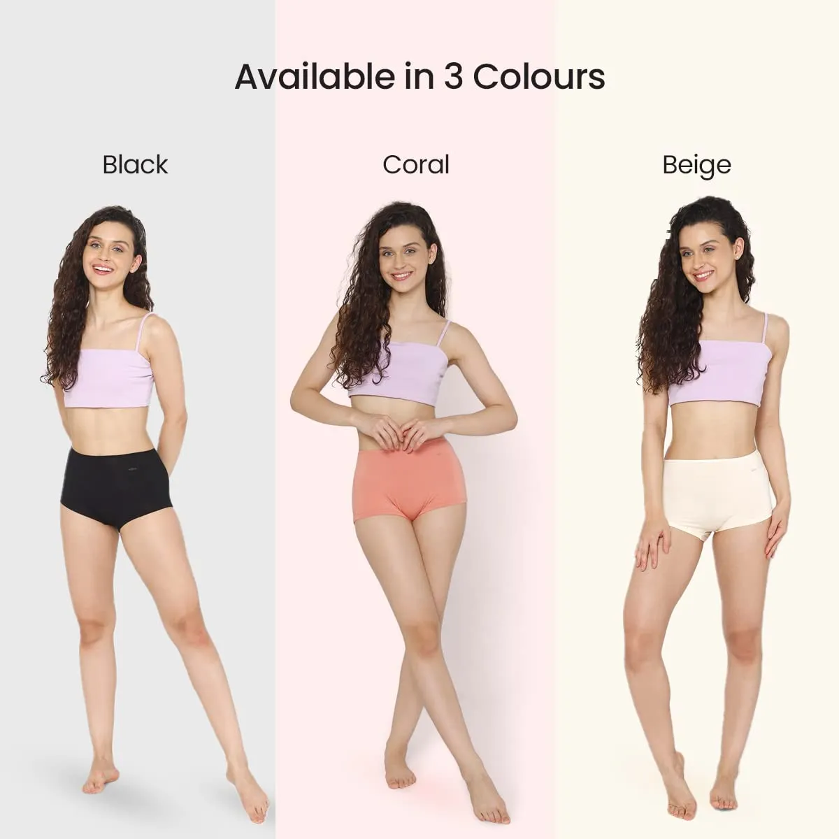 Mush Womens Ultra Soft High Waist Bamboo Modal Boyshorts || Breathable Panties || Anti-Odor, Seamless, Anti Microbial Innerwear (S, Beige)