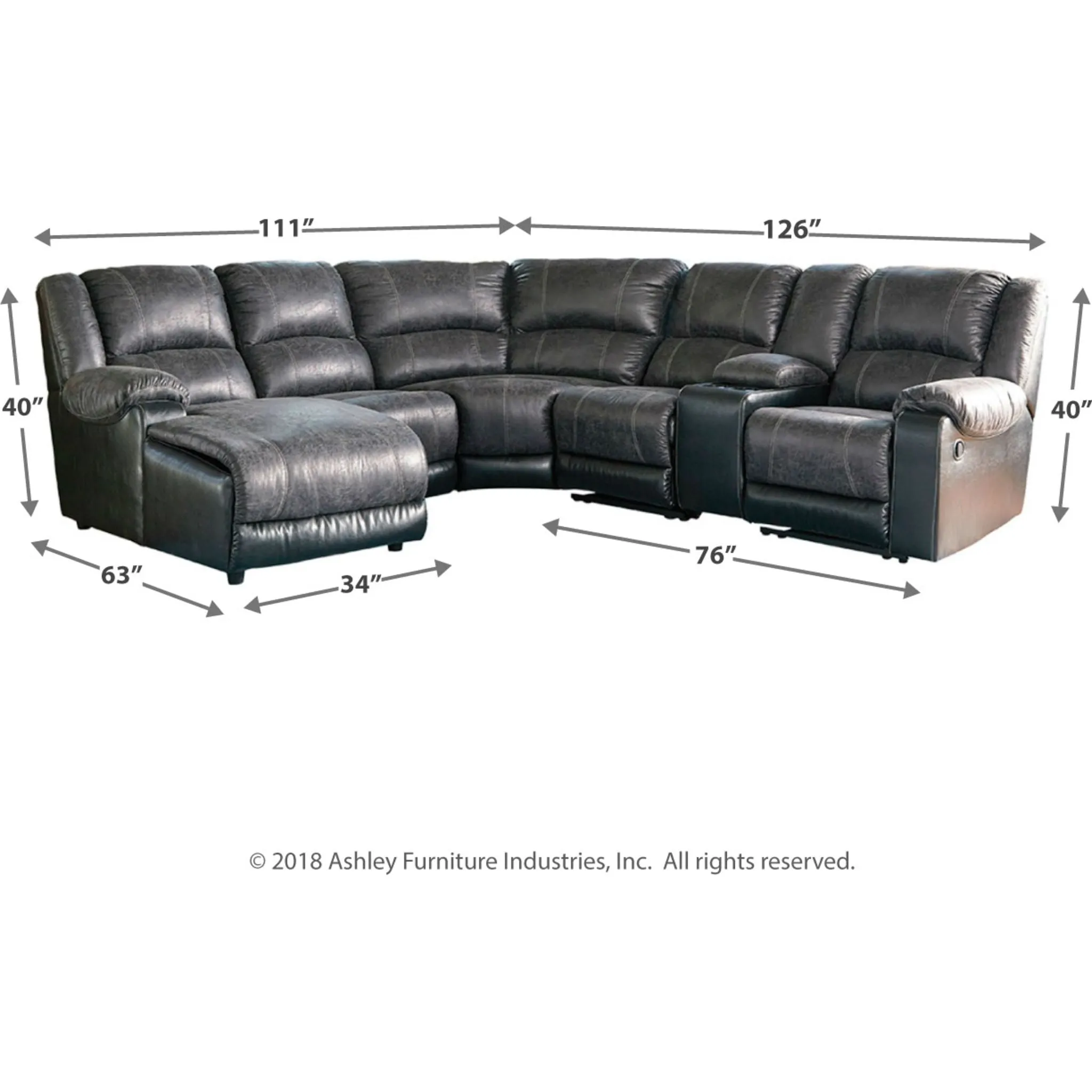 Nantahala 6 Piece LAF Reclining Sectional