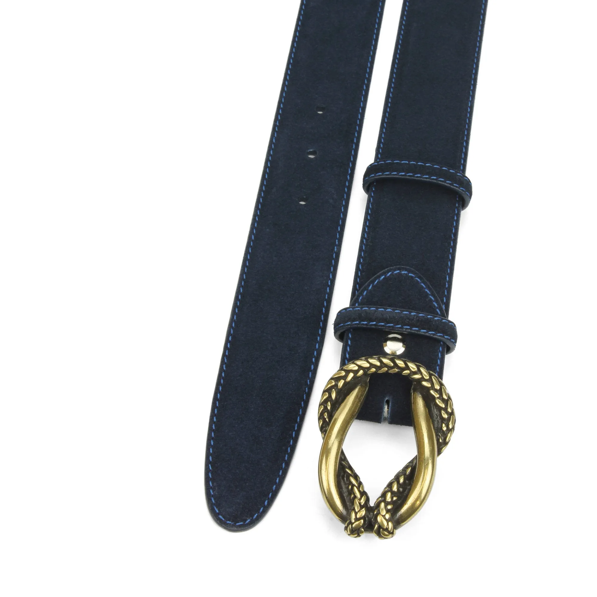 Navy blue classic suede reef knot belt