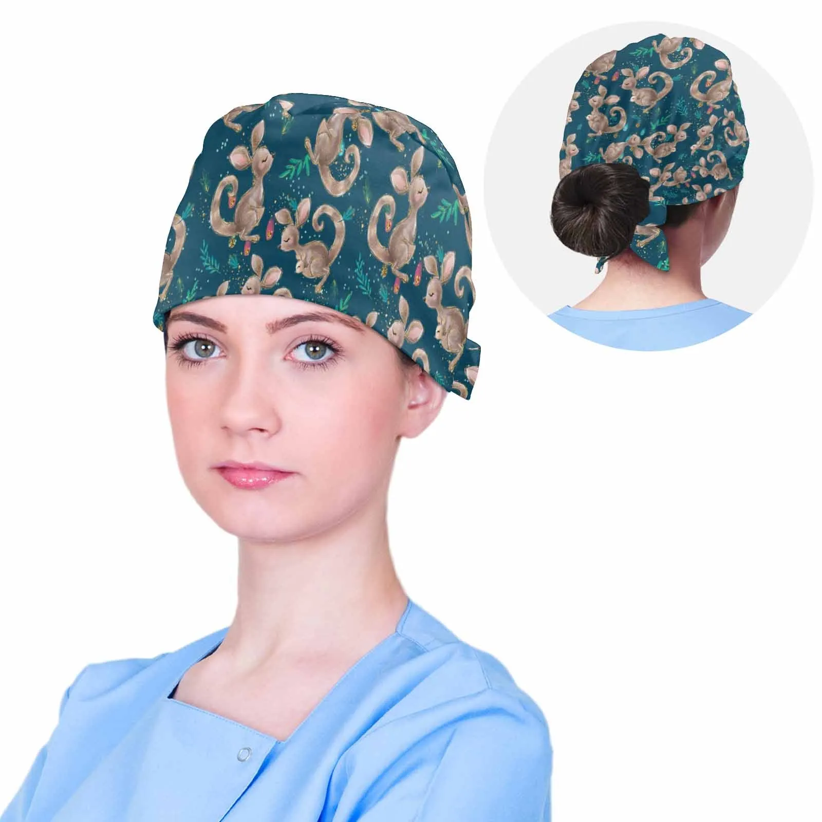 Nurse Scrub Cap Australian Kangaroos Blue  Scrub Cap