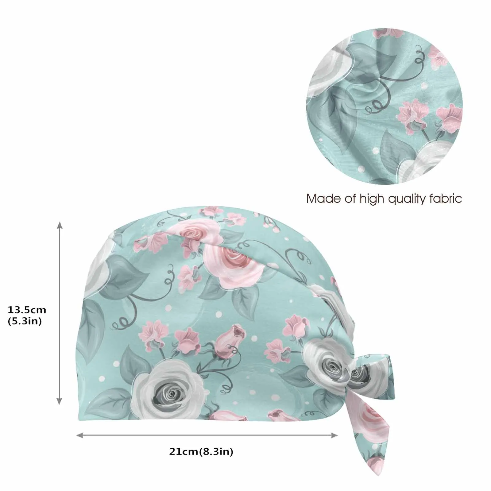 Nurse Scrub Cap Green Pastel Roses  Scrub Cap