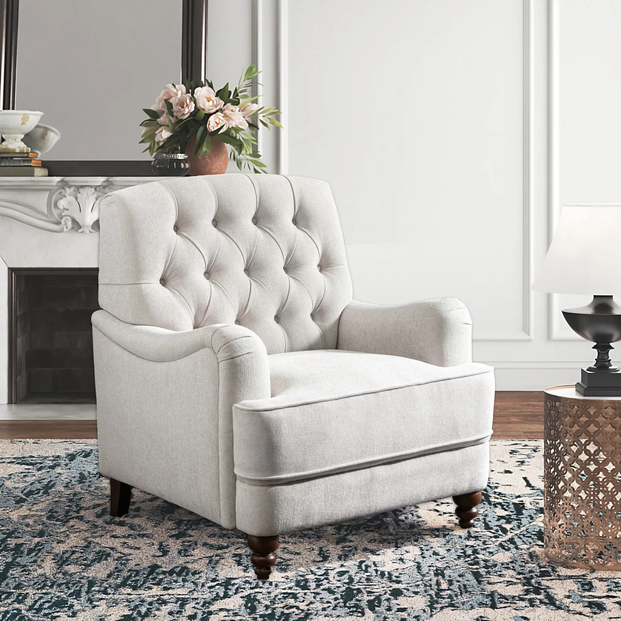 Oatmeal Butner Tufted Arm Chair