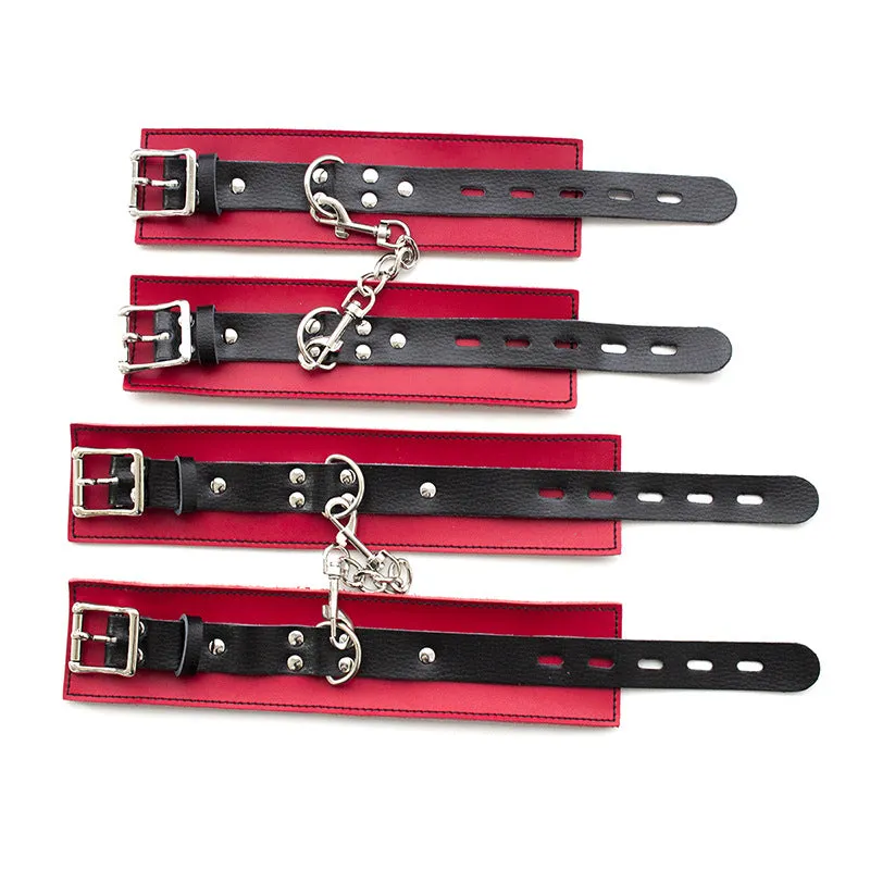 Obey Black and Red Faux Leather Wrist and Ankle Cuffs (2 Set)