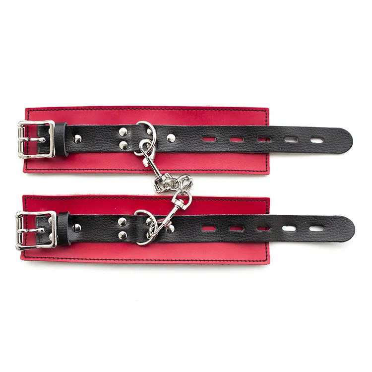 Obey Black and Red Faux Leather Wrist and Ankle Cuffs (2 Set)