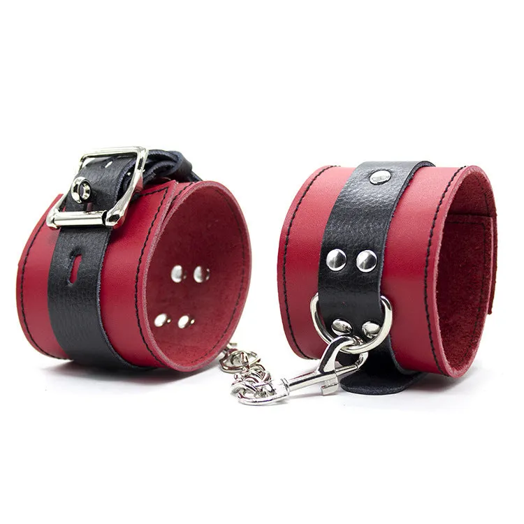 Obey Black and Red Faux Leather Wrist and Ankle Cuffs (2 Set)