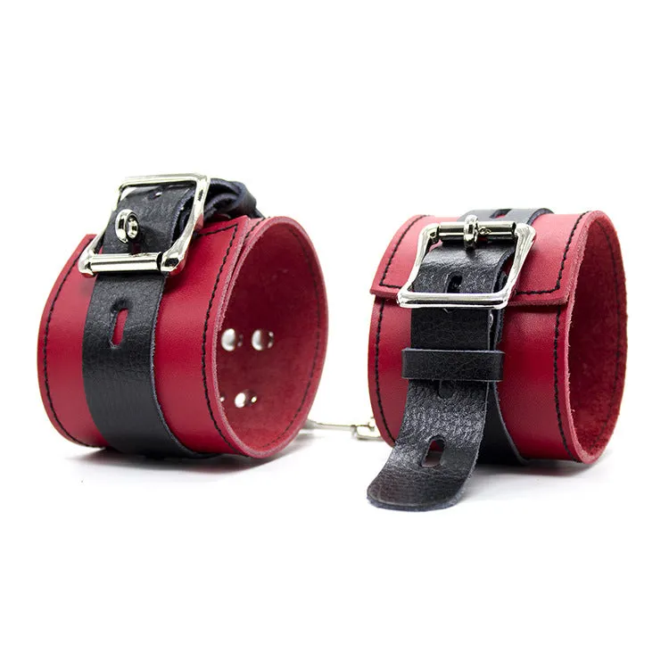 Obey Black and Red Faux Leather Wrist and Ankle Cuffs (2 Set)