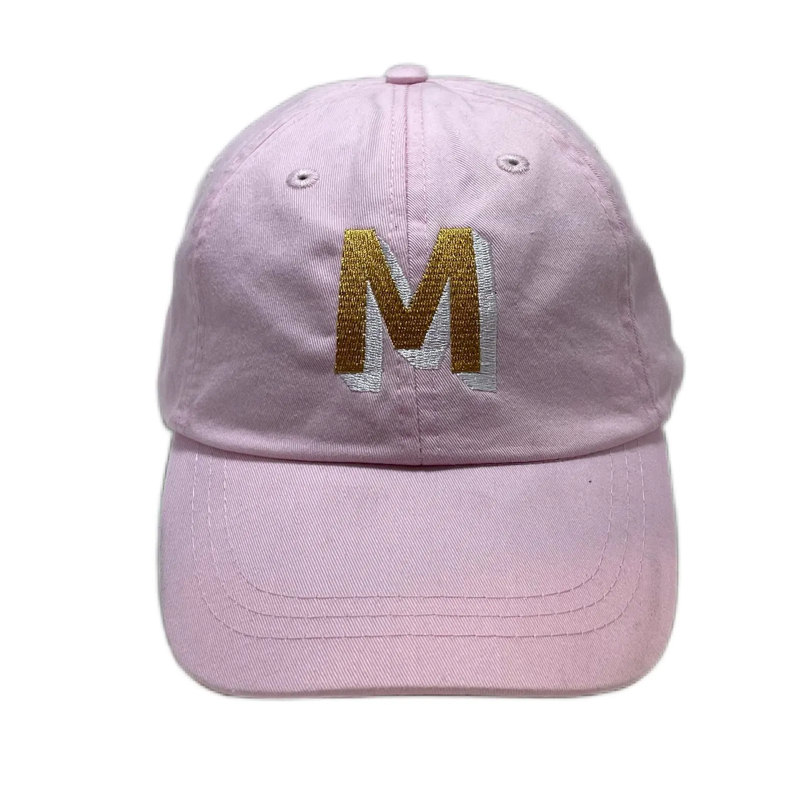 Orange Dad Hat - Pink & White Shadow Block Lettering