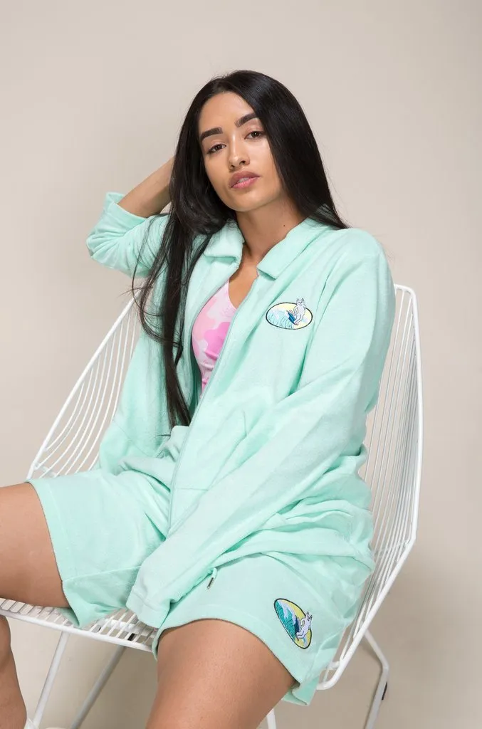 Paradise Terry Cloth Zip Up Jacket (Mint)