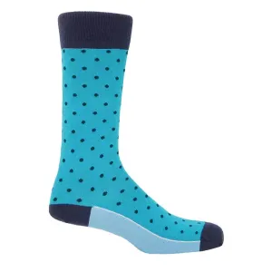 PEPER HAROW Pin Polka Dot Men's Luxury Cotton Socks - Azure Blue