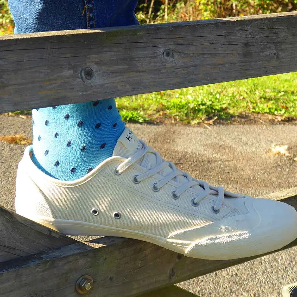 PEPER HAROW Pin Polka Dot Men's Luxury Cotton Socks - Azure Blue