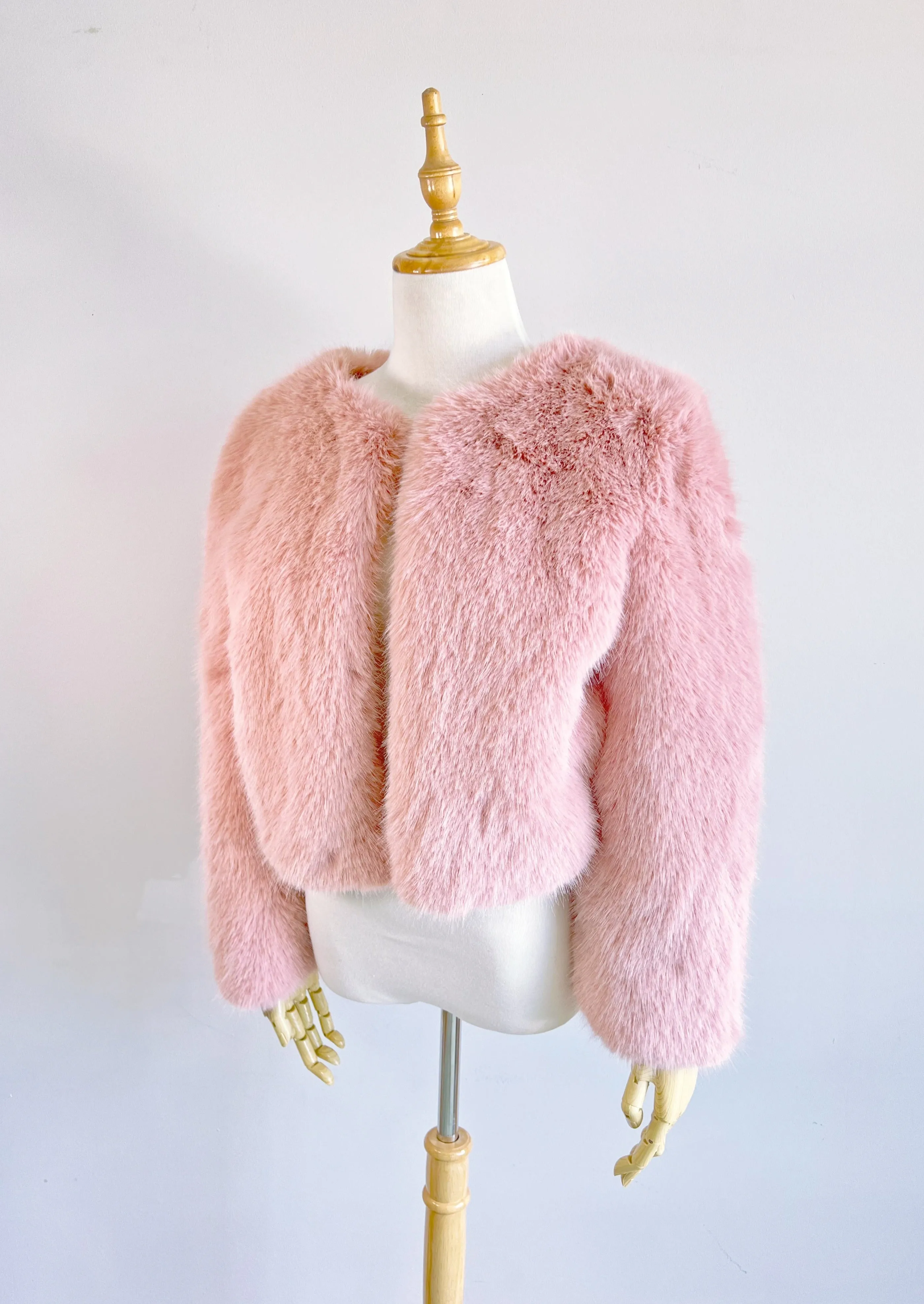 Pink Faux Fur Bridal Jacket (Anna Pin07)