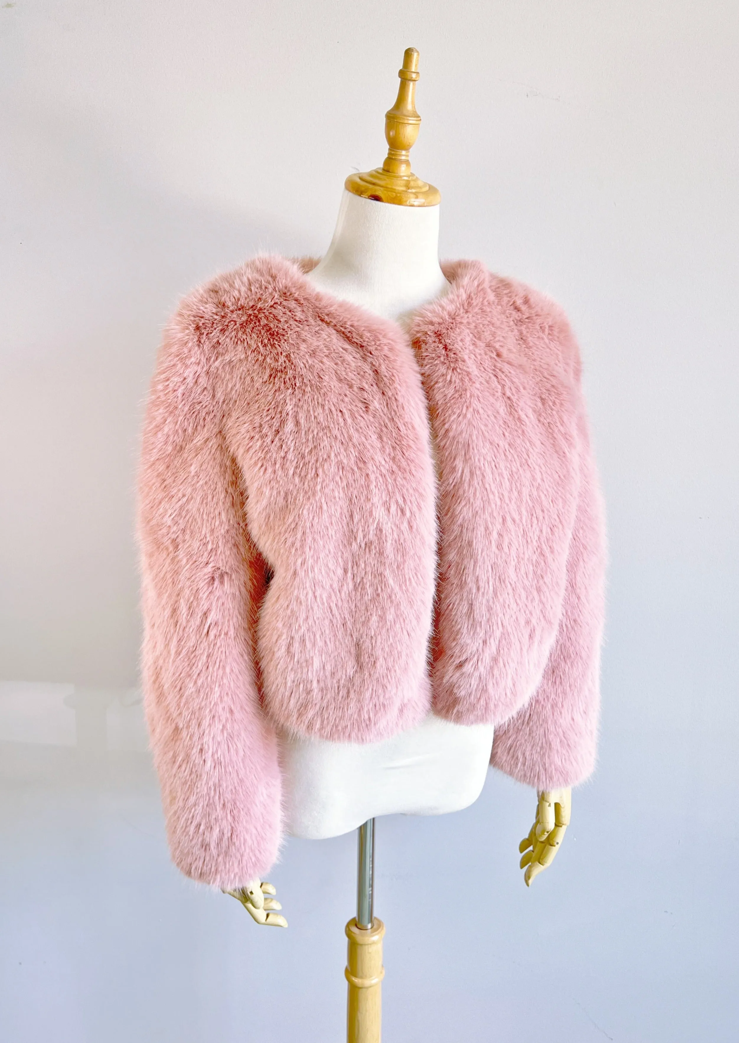 Pink Faux Fur Bridal Jacket (Anna Pin07)