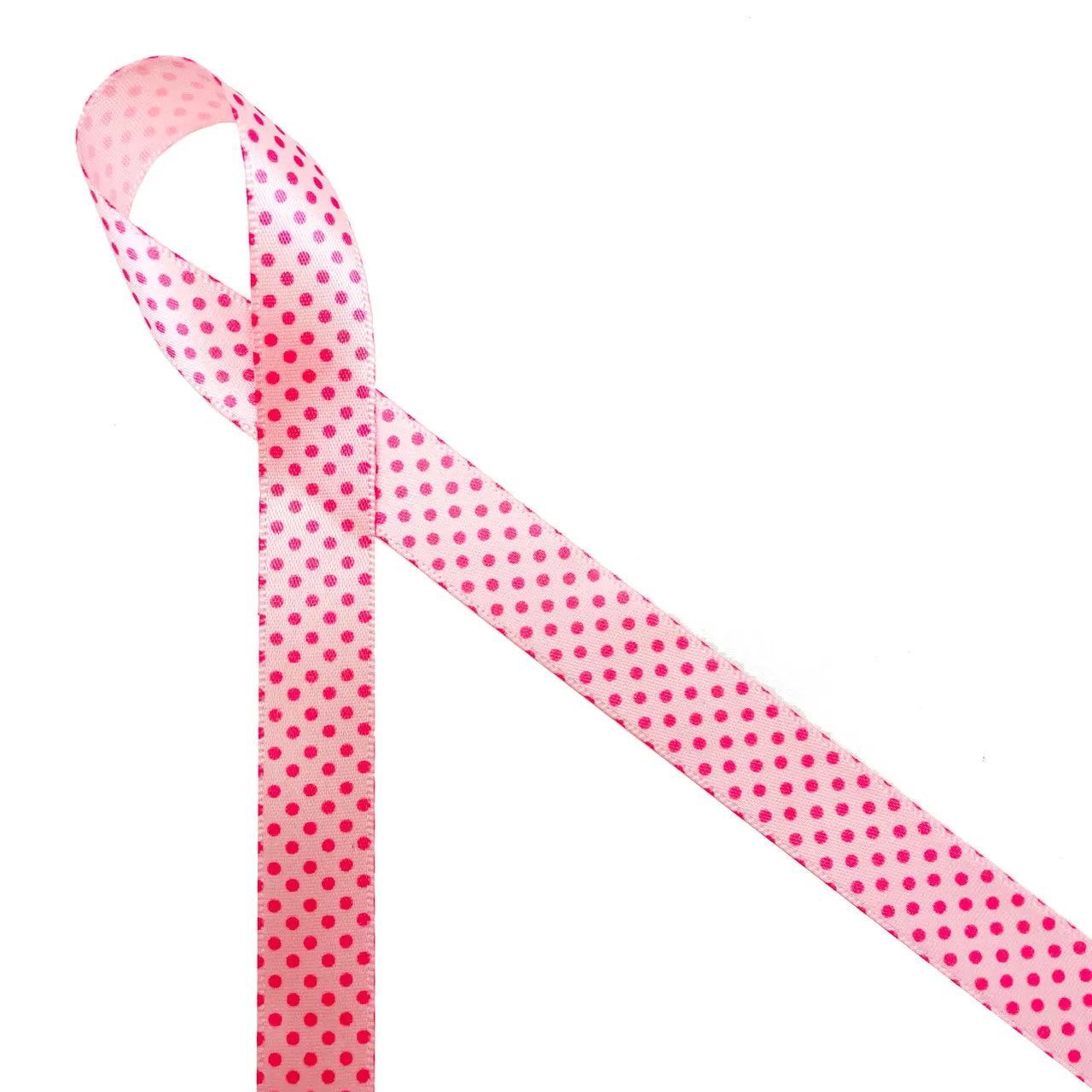 Pink Pin Dots Ribbon on 5/8" light pink single face satin