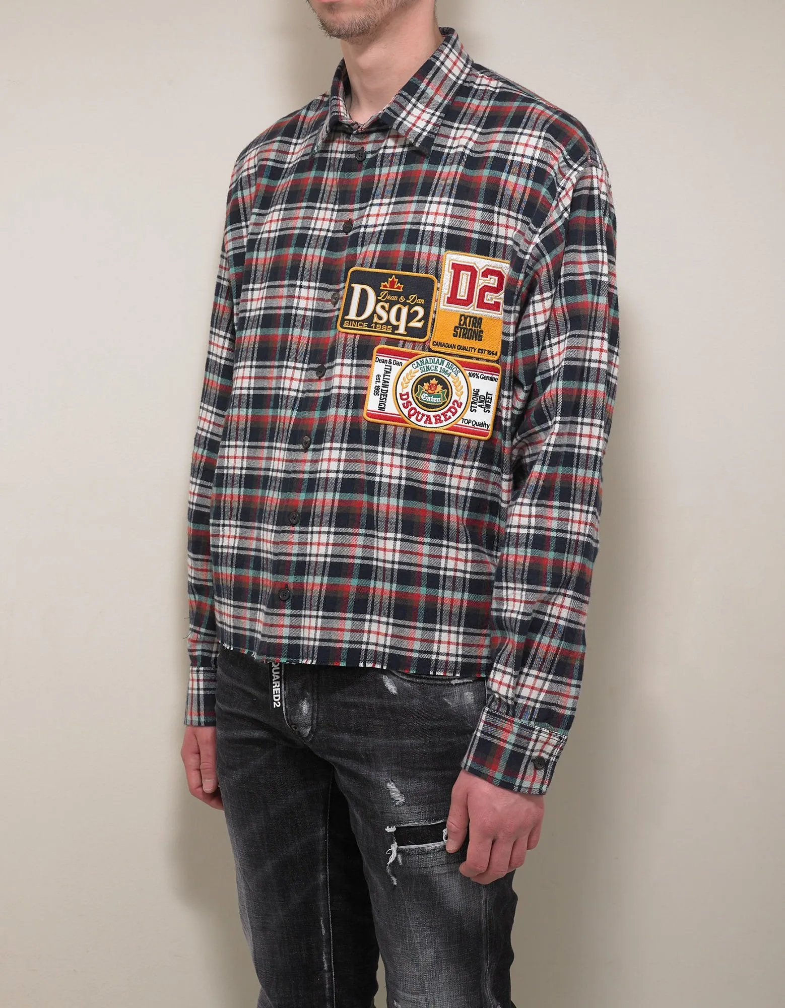 Plaid Shirt with Badges