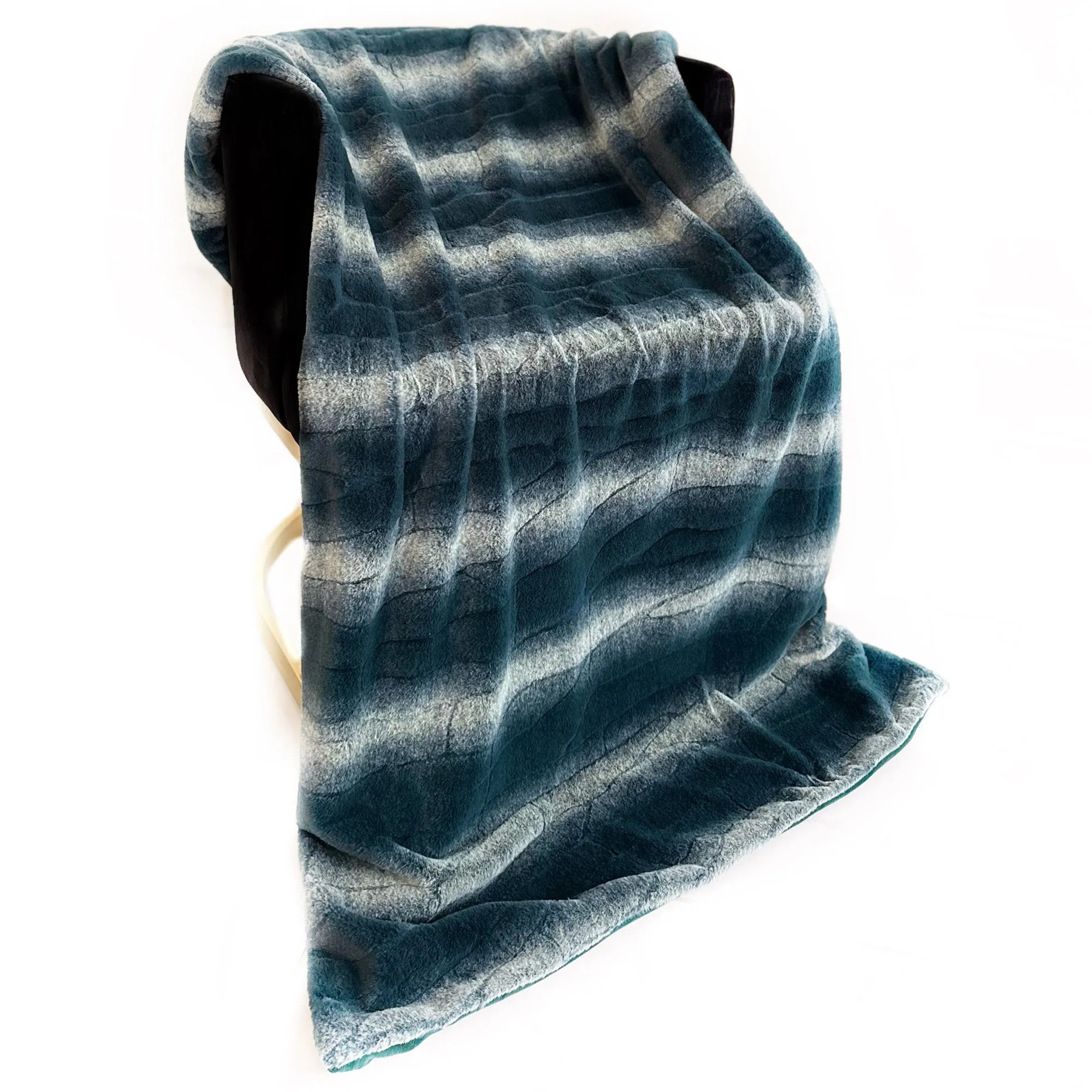 Plutus Green Furever Faux Fur Luxury Throw Blanket