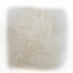 Plutus Off White Mongolian Fur Off White Animal Faux Fur Luxury Throw Pillow