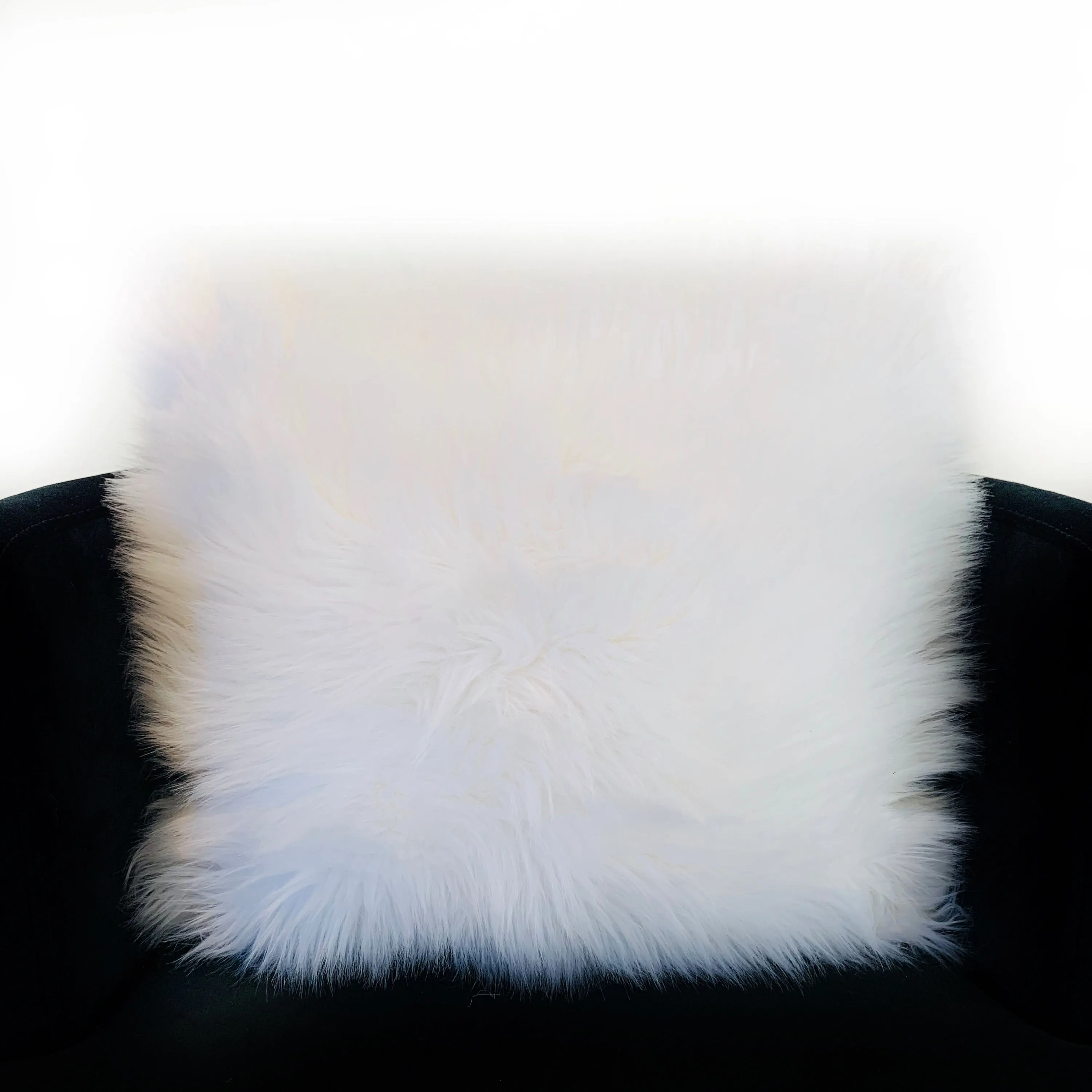 Plutus Off White Mongolian Fur Off White Animal Faux Fur Luxury Throw Pillow