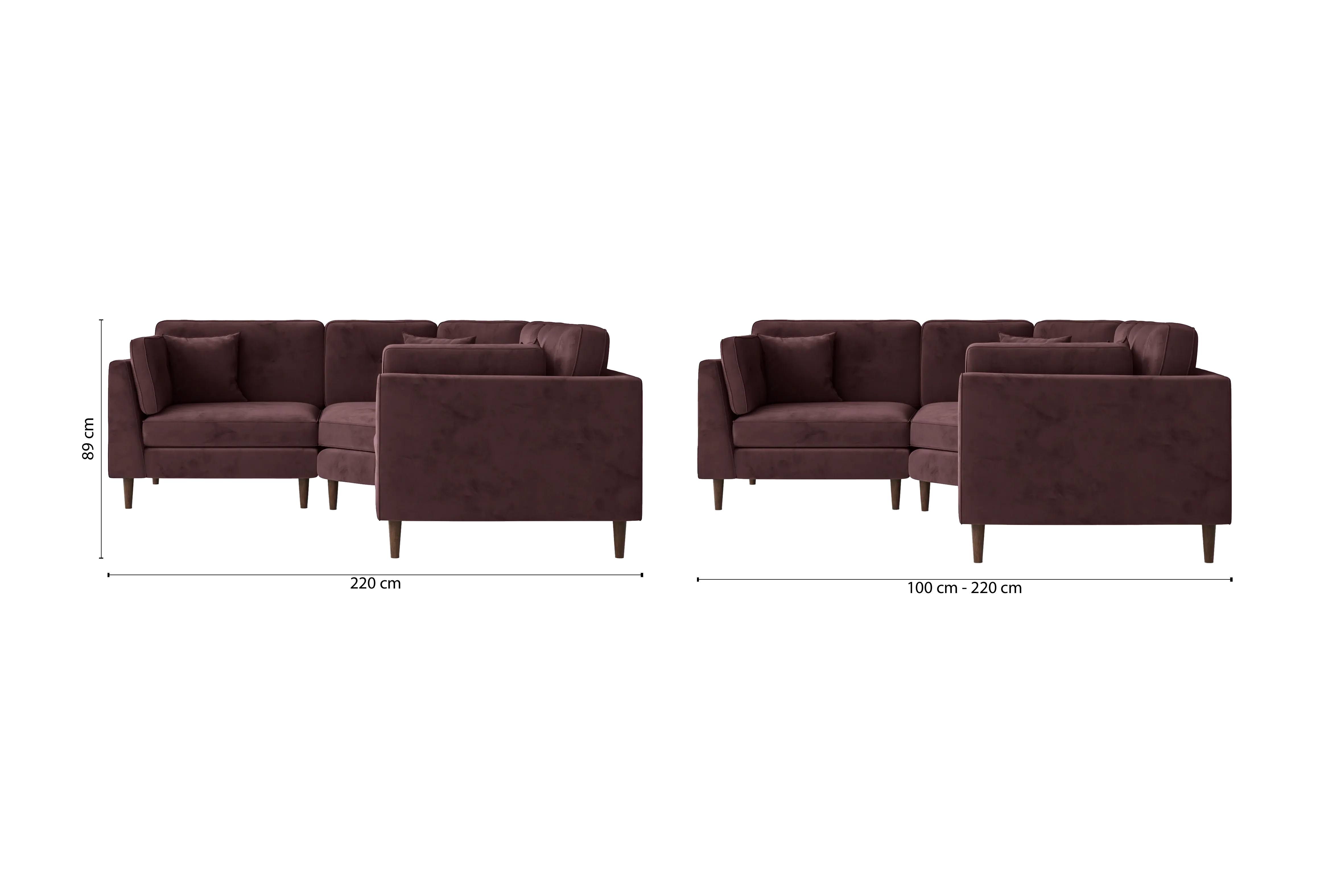 Ragusa 3 Seater Corner Sofa Grape Velvet