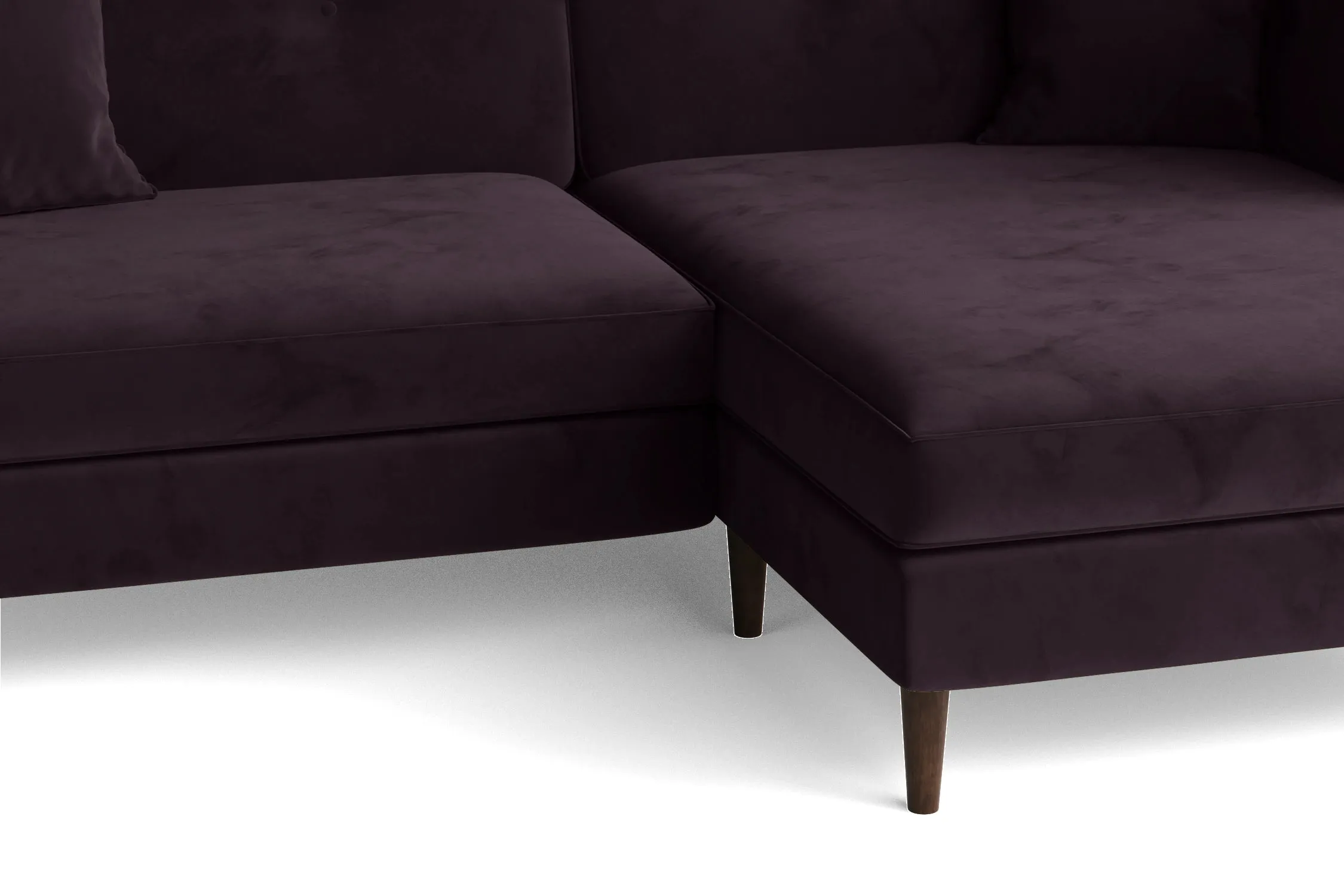 Ragusa 3 Seater Right Hand Facing Chaise Lounge Corner Sofa Purple Velvet