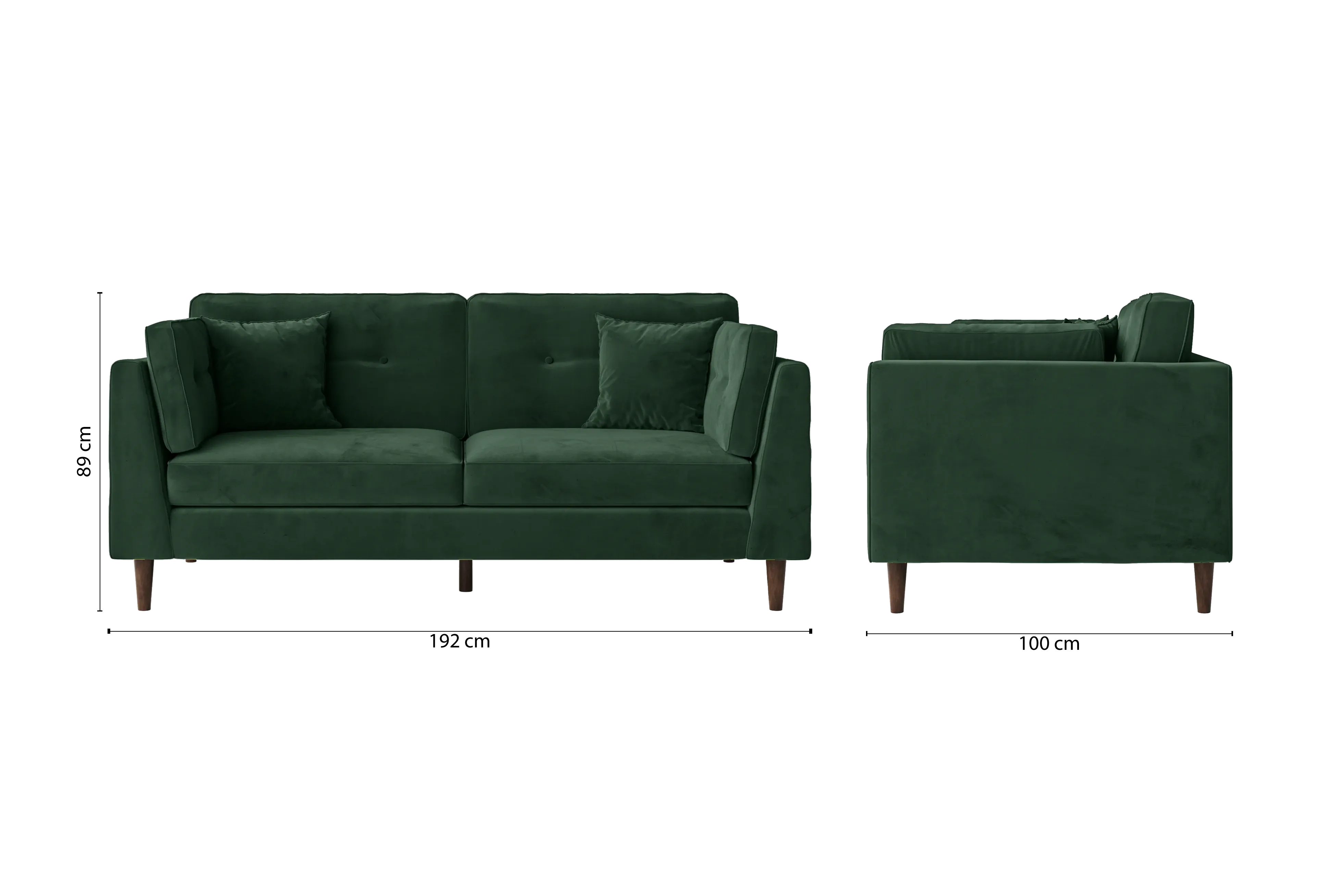 Ragusa 3 Seater Sofa Green Velvet