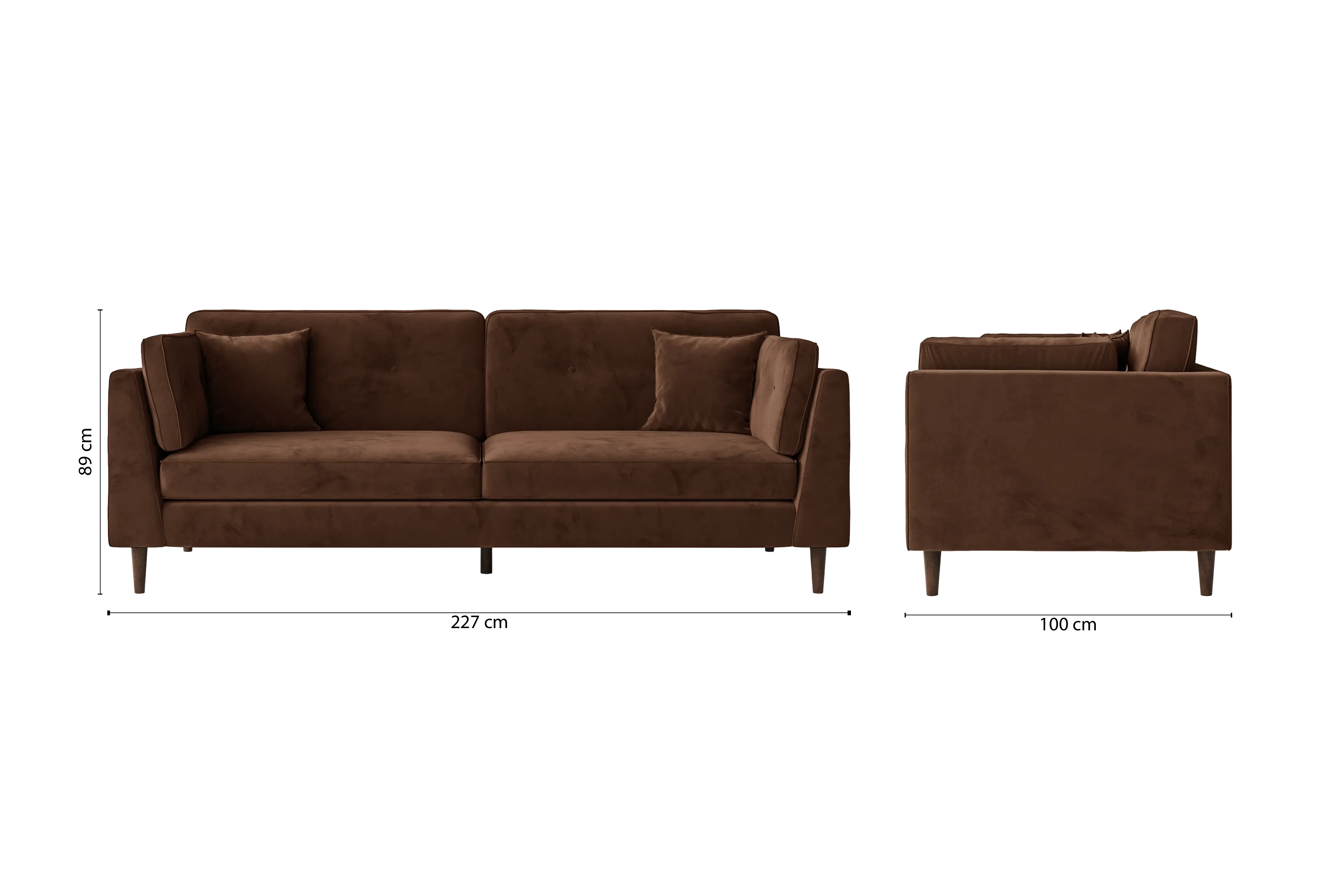 Ragusa 4 Seater Sofa Coffee Brown Velvet