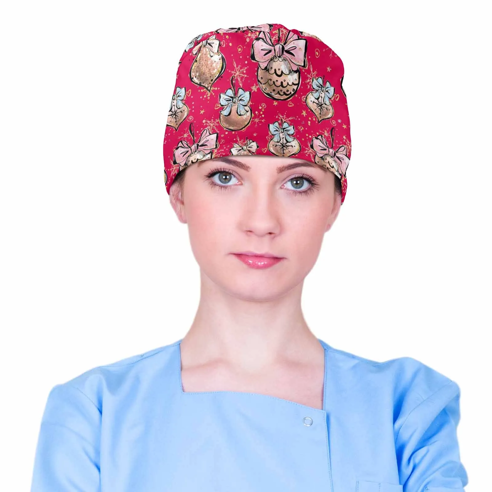 Red Christmas Baubles  Scrub Cap