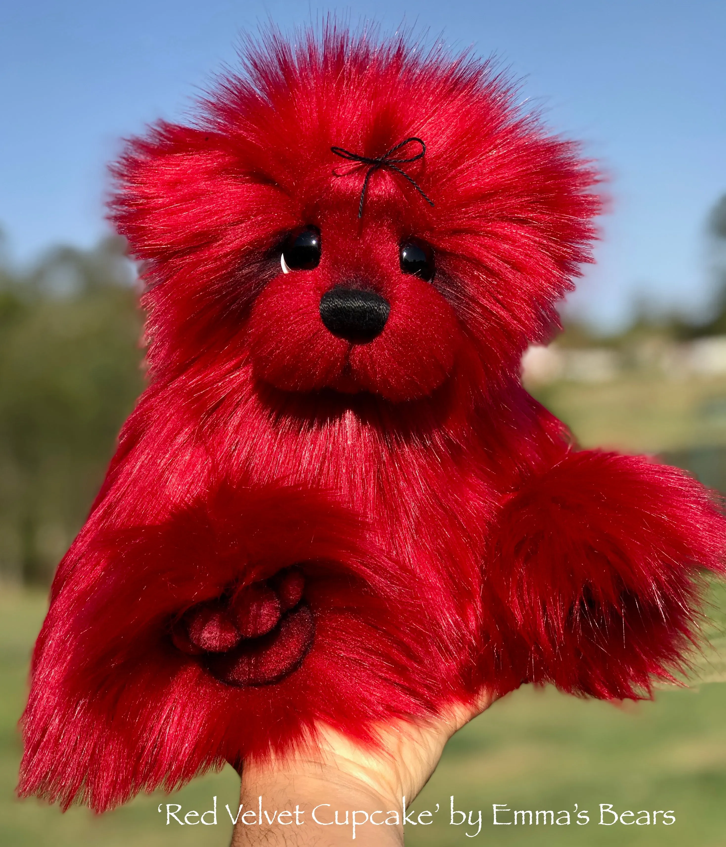 Red Velvet Cupcake - 13" faux fur Artist Bear by Emma's Bears - OOAK