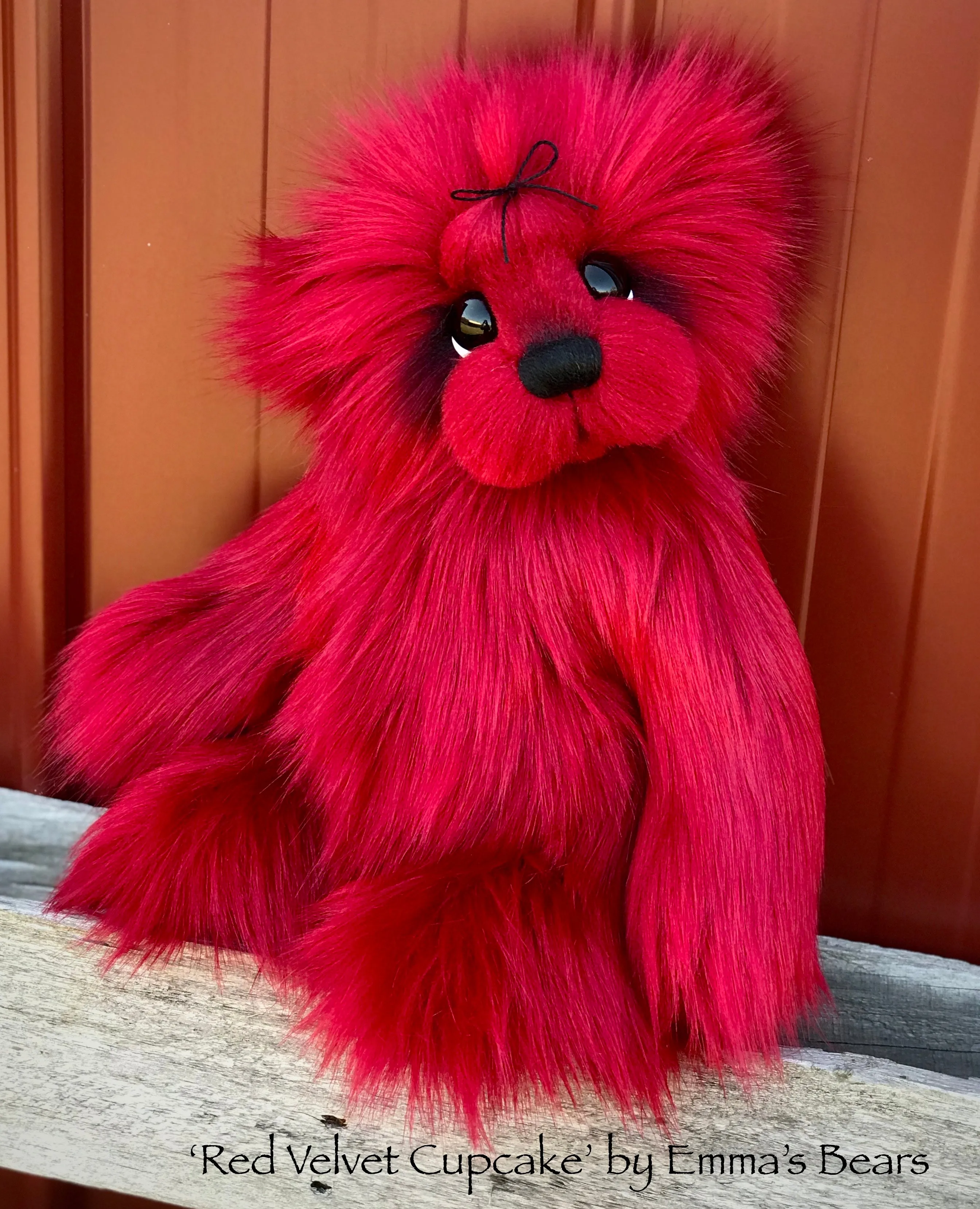 Red Velvet Cupcake - 13" faux fur Artist Bear by Emma's Bears - OOAK