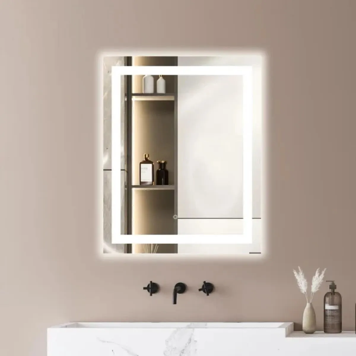 Rida Decors Bathroom Mirror 3 LED Lights (Warm,White,Natural White) for Bedroom, Living Room, Dressing Room, Hall, Makeup Room, Wash Basin (18x24 inch Rectangle)