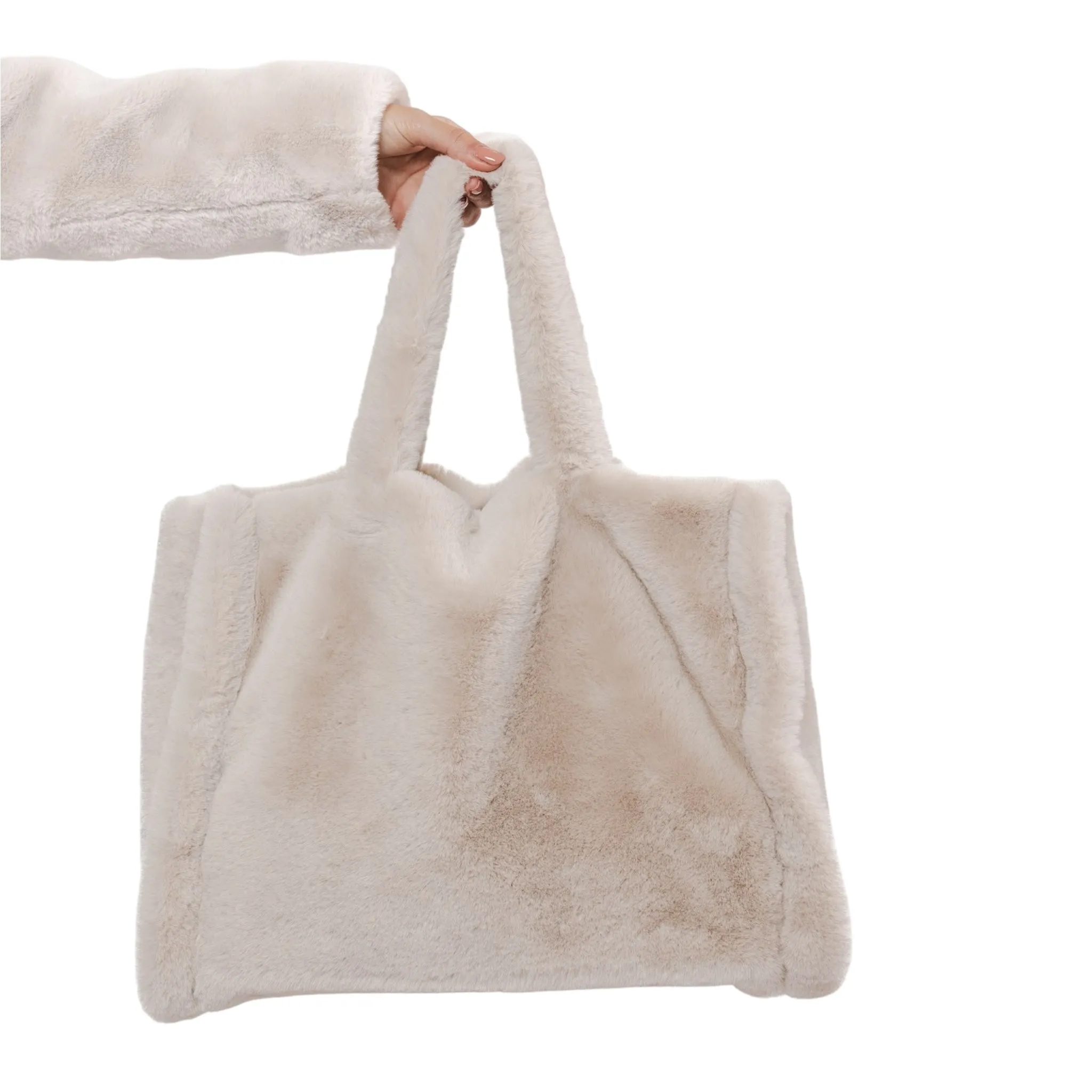 Rino & Pelle Daan Faux Fur Shopper Bag Birch