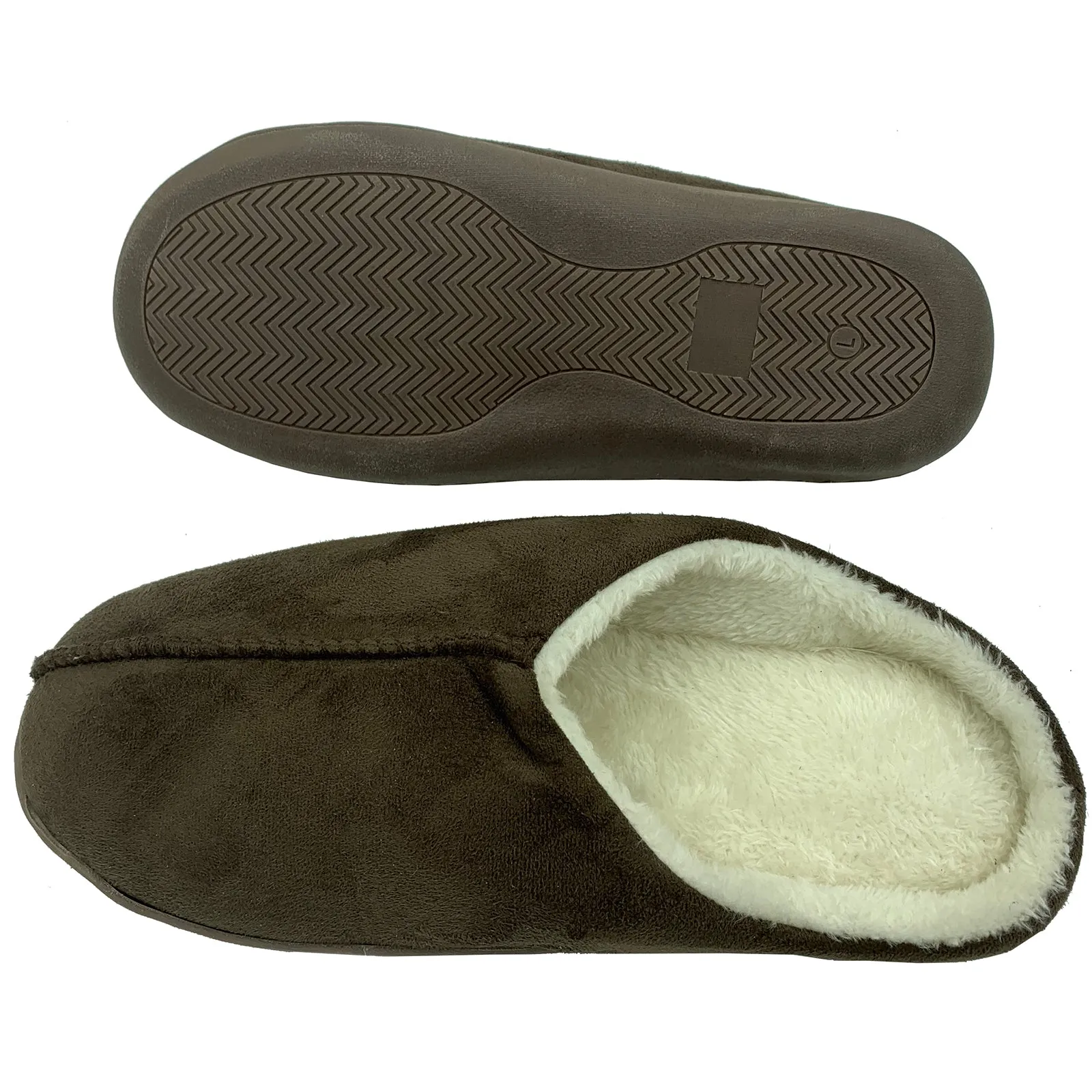 Serenis Men's Memory Foam Slippers, Brown- Small (6-7)